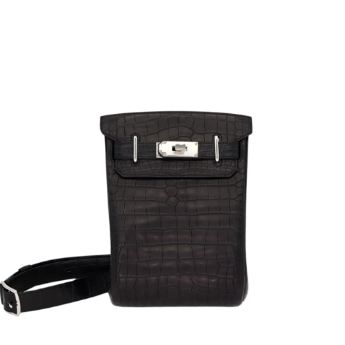 Hermes HAC A DOS PM Alligator Noir Silver