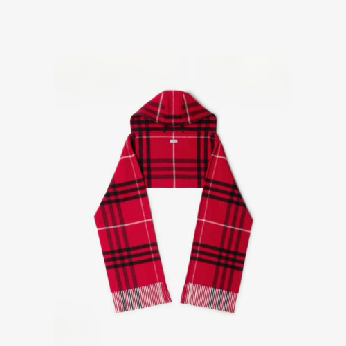 Burberry Checked Wool Cashmere Hooded Scarf