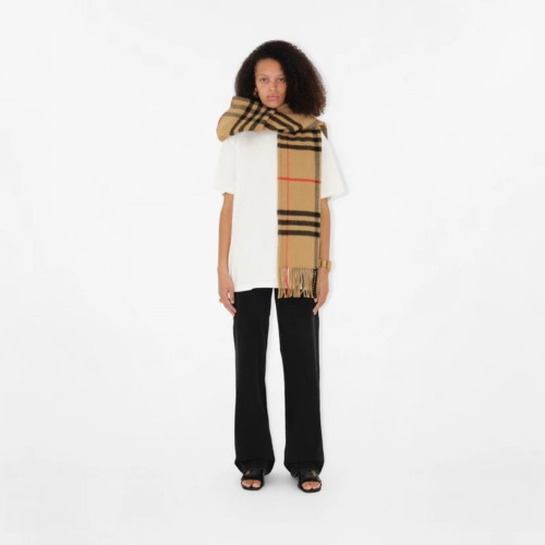 Burberry Checked Wool Cashmere Hooded Scarf
