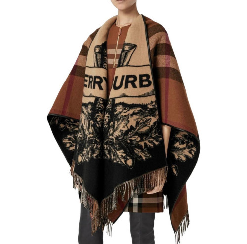 Burberry EKD Wool Cashmere Reversible Cape