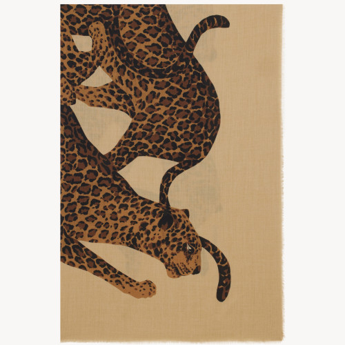 Saint Laurent LEOPARD STOLE IN WOOL TWILL