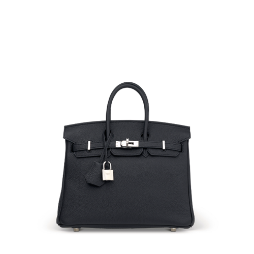 Hermes Birkin 25 Togo Noir Silver