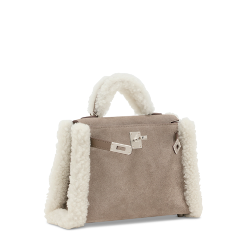 Hermes Mini Kelly II Grizzly Swift Etoupe Silver