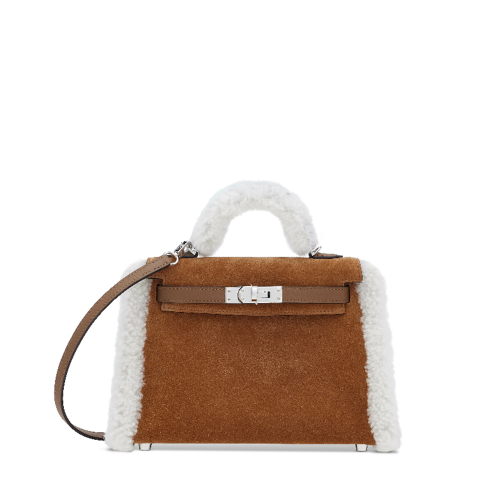 Hermes Mini Kelly II Grizzly Swift Alezan Silver