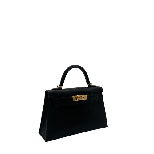 Hermes Mini Kelly II Chevre Mysore Noir Gold