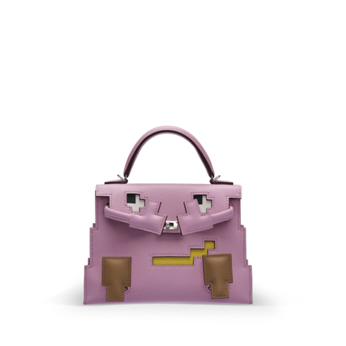 Hermes Kelly Doll Epsom Mauve Sylvestre Silver