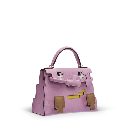 Hermes Kelly Doll Epsom Mauve Sylvestre Silver