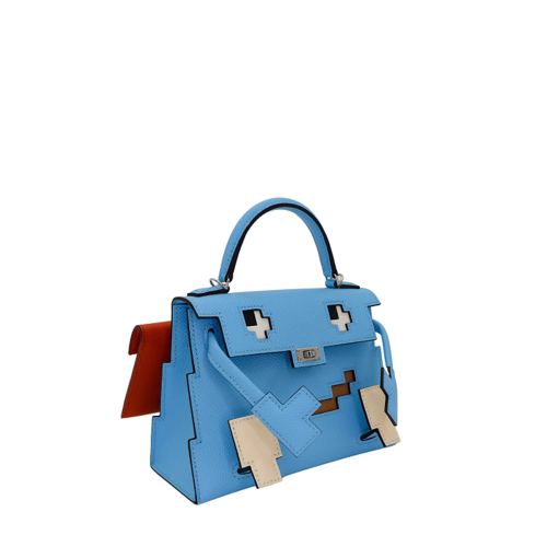 Hermes Kelly Doll Epsom Celeste Silver