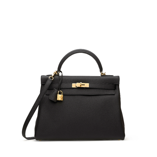 Hermes Kelly 32 Togo Noir Gold