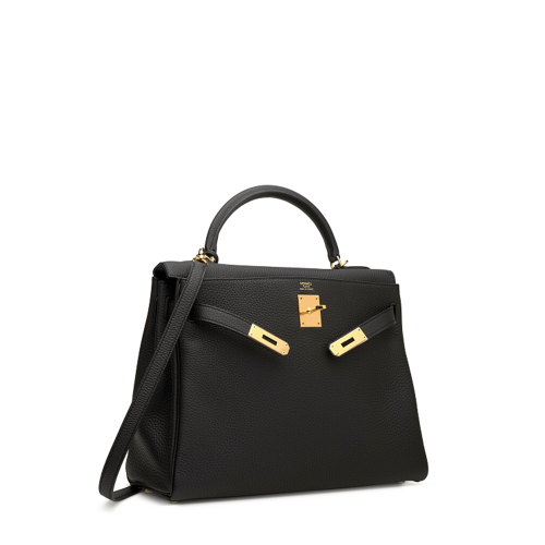 Hermes Kelly 32 Togo Noir Gold