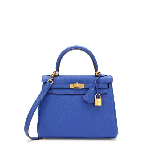 Hermes Kelly 25 Togo Bleu Electrique Gold