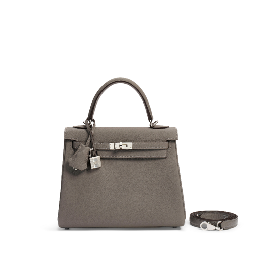 Hermes Kelly 25 Togo Etain Silver