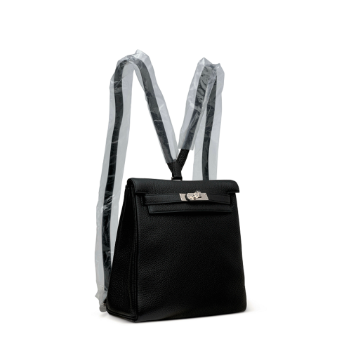 Hermes Kelly Ado Backpack Clemence Noir Silver