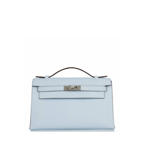 Hermes Mini Kelly I Swift Blue Brume Silver