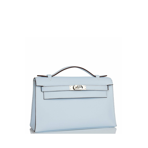 Hermes Mini Kelly I Swift Blue Brume Silver