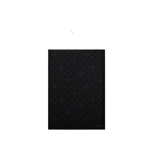 CHANEL Stole Wool Mixed Fibers & Black  Grey