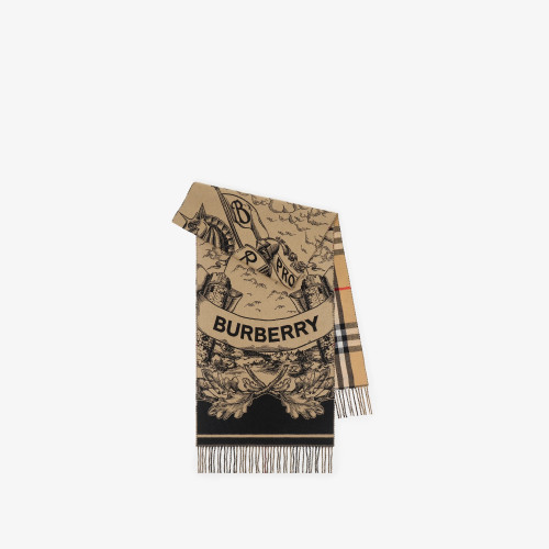 Burberry Wide Reversible EKD Cashmere Scarf