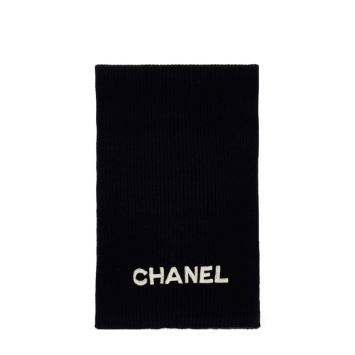 CHANEL Logo lettering cashmere muffler