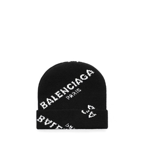 Balenciaga logo printed wool beanie hat