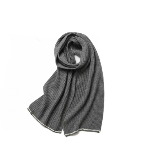 Brunello Cucinelli Cashmere English rib knit scarf with monili