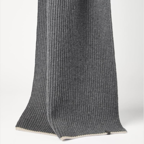 Brunello Cucinelli Cashmere English rib knit scarf with monili