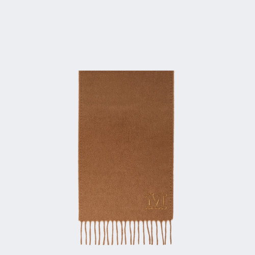 Max Mara Monogram-embroidered camel stole - Camel