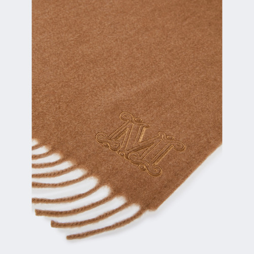 Max Mara Monogram-embroidered camel stole - Camel