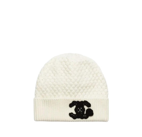 CHANEL 25FW Cashmere Beanie CC Logo Camellia Knit Hat