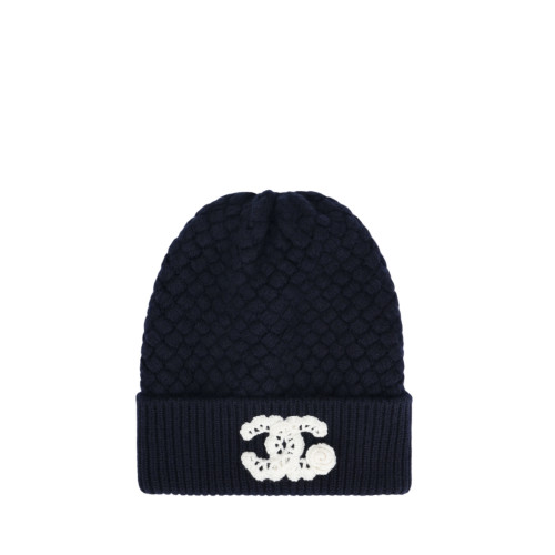 CHANEL 25FW Cashmere Beanie CC Logo Camellia Knit Hat
