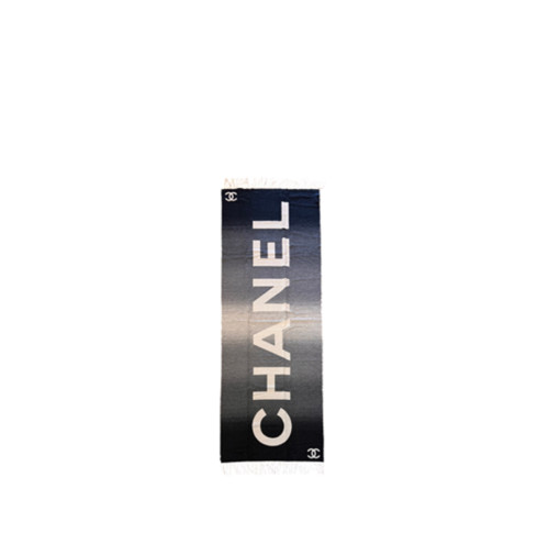 CHANEL Cashmere Wool Logo Stole Scarf