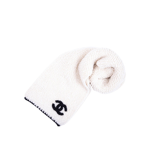 CHANEL cashmere black white scarf