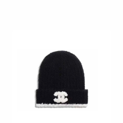 CHANEL Beanie Cashmere & Black White