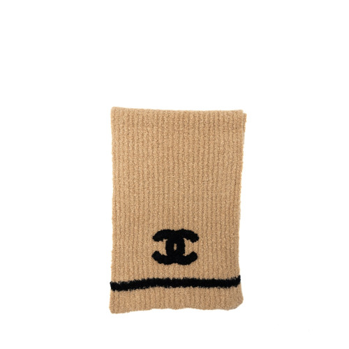 CHANEL Muffler Cashmere & Black Beige