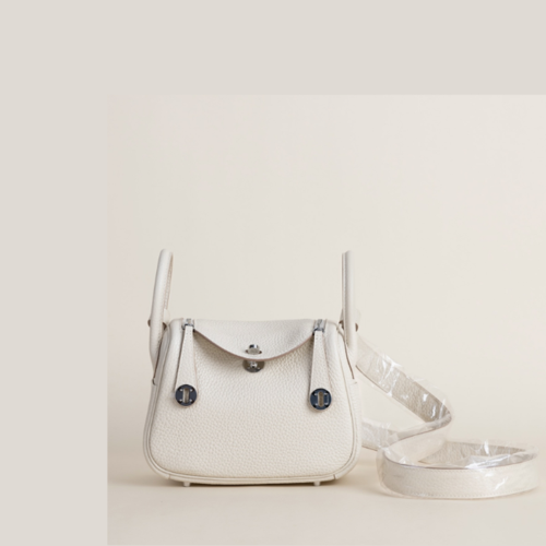 Hermes Lindy Mini Clemence Craie Silver
