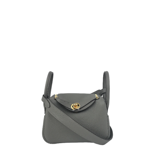 Hermes Lindy Mini Clemence Gris Meyer Gold