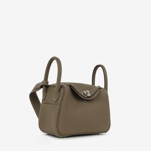 Hermes Lindy Mini Clemence Etoupe Silver