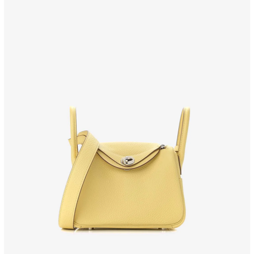 Hermes Lindy Mini Clemence Jaune Possin Silver