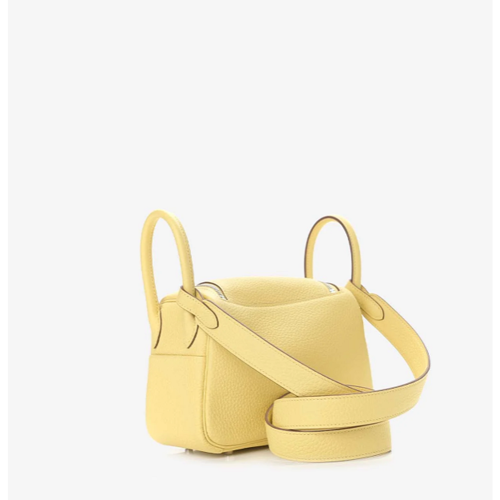 Hermes Lindy Mini Clemence Jaune Possin Silver