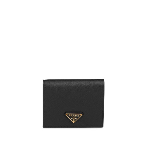 Prada Saffiano Triangle Logo Coin Half Wallet