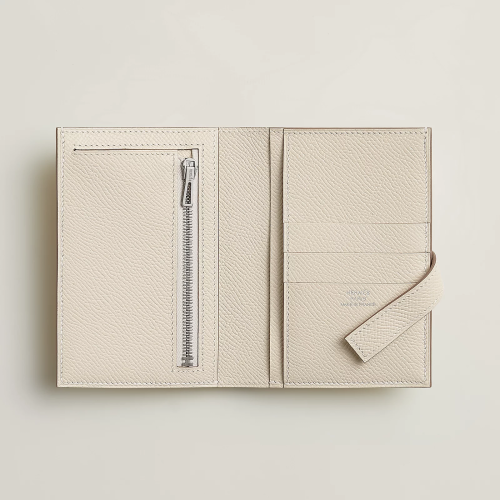 Hermes New H Passant Compact wallet Epsom Craie Silver