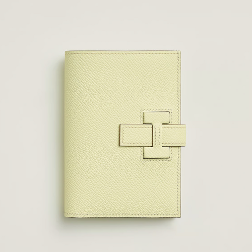 Hermes New H Passant Compact wallet Epsom Jaune Milton Silver