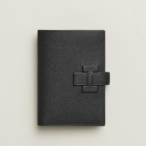 Hermes New H Passant Compact wallet Epsom Noir Silver
