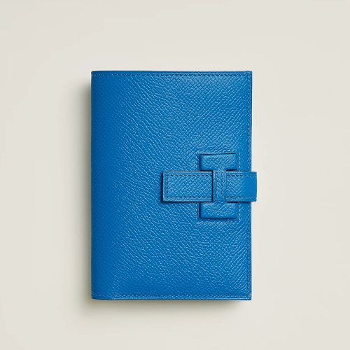 Hermes New H Passant Compact wallet Epsom bleu zanzibar Silver