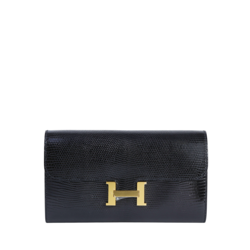 Hermes Constance to Go Wallet Lizard Noir Gold