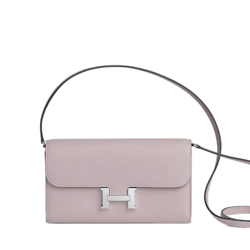 Hermes Constance To Go wallet Evercolor Mauve Pale Silver