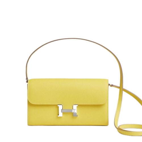 Hermes Constance To Go wallet Evercolor Lime Silver