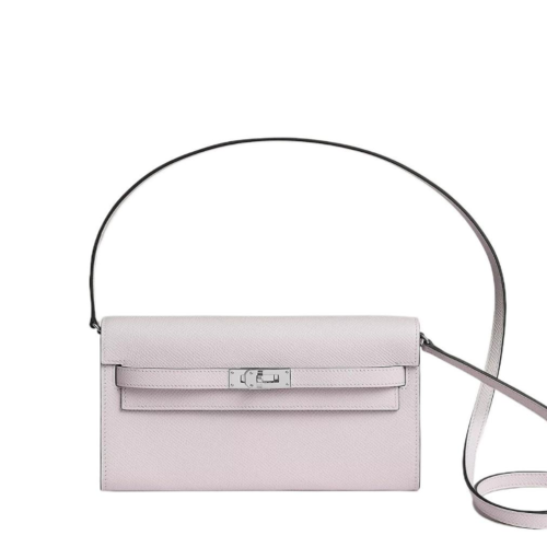Hermes Kelly To Go Epsom Mauve Pale Silver