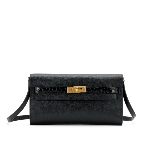 Hermes Kelly To Go Epsom Alligator Noir Gold