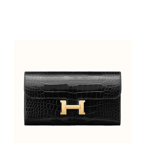 Hermes Constance wallet Alligator Noir Gold