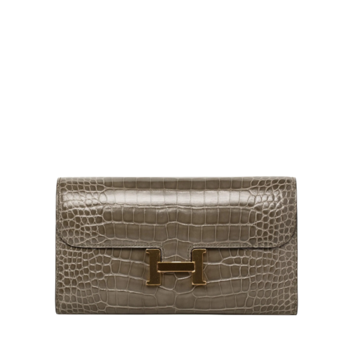 Hermes Constance wallet Alligator Gris Tourterelle Gold